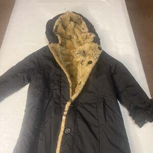 Children's Place Black 3 Qtr Parka Faux Fur Hood Winter Coat Unisex Size 7/8 M